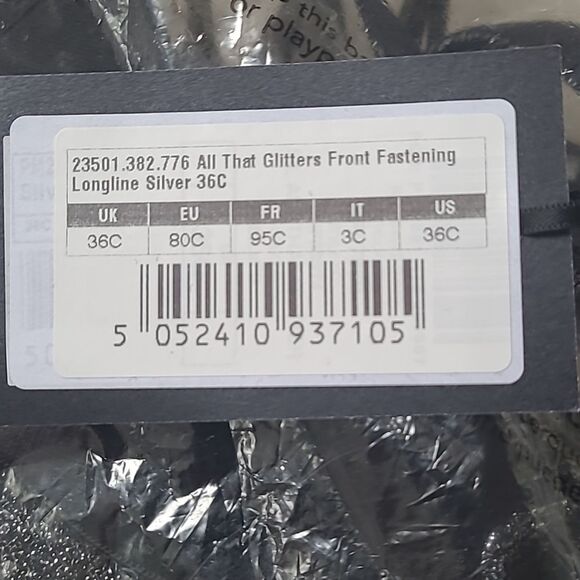 Pour Moi All That Glitters Front Fastening Longline Bra SilverGrey 36C nwt in pk - Picture 7 of 8